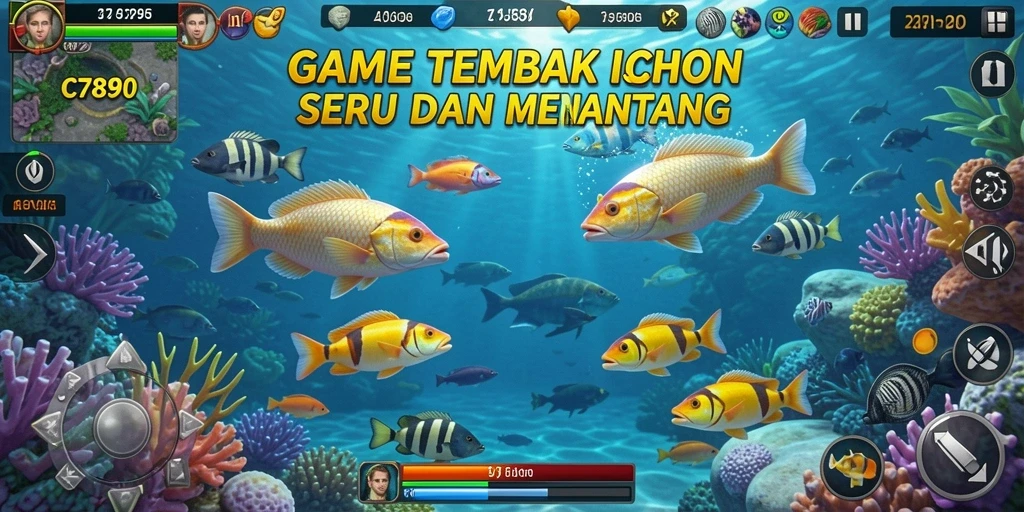 Tampilan gameplay <strong>C7890</strong> yang penuh warna dan menarik saat menembak ikan.