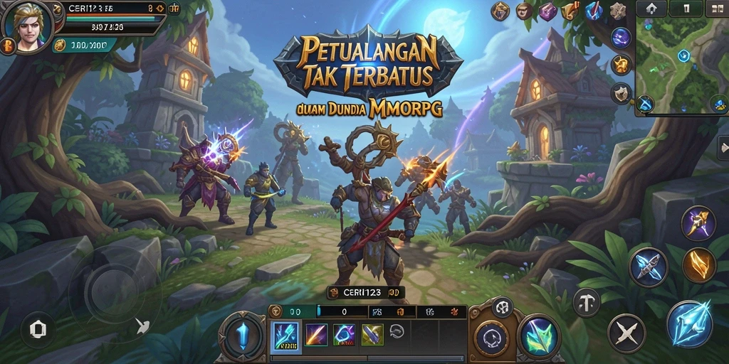Tampilan gameplay utama CERI123 dalam dunia MMORPG yang menakjubkan.