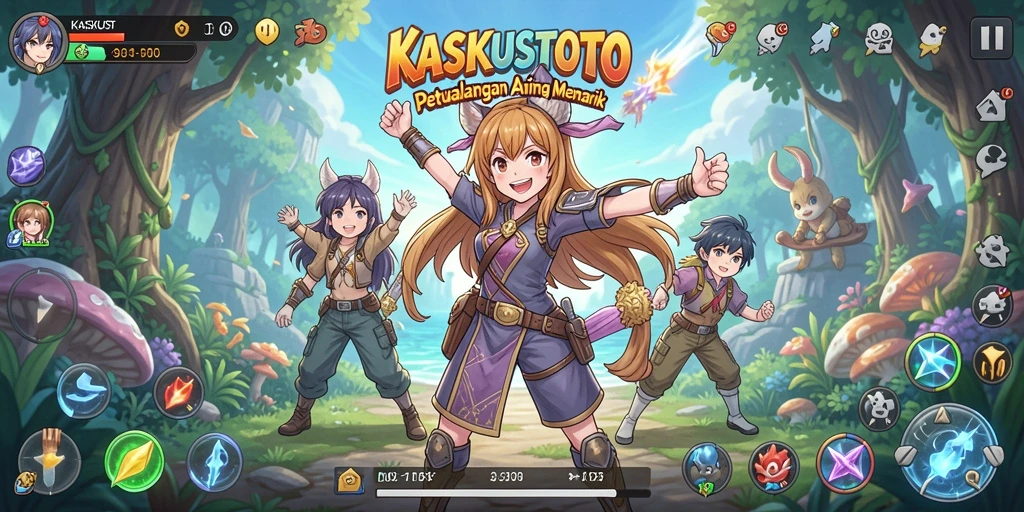 Screenshot gameplay KASKUSTOTO menampilkan karakter anime dalam aksi.