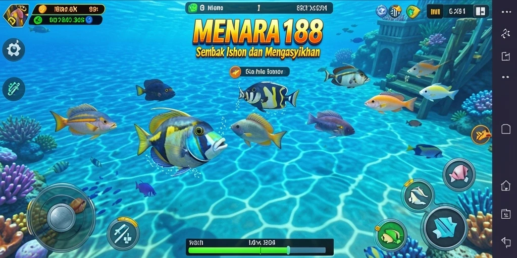 Screenshot MENARA188 menunjukkan aksi menembak ikan yang seru.