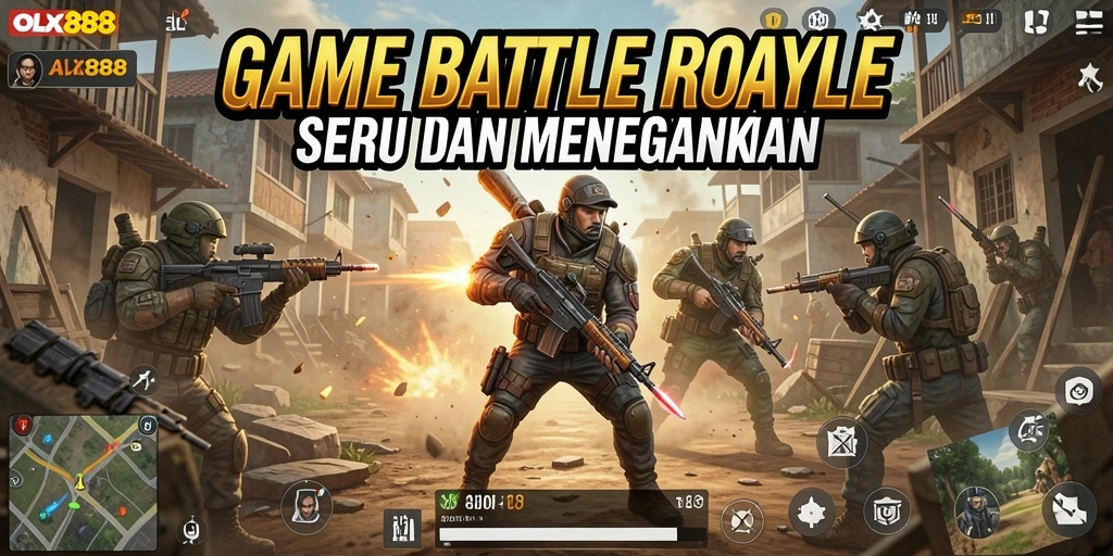 Tampilan seru dari gameplay OLX888 di medan perang.
