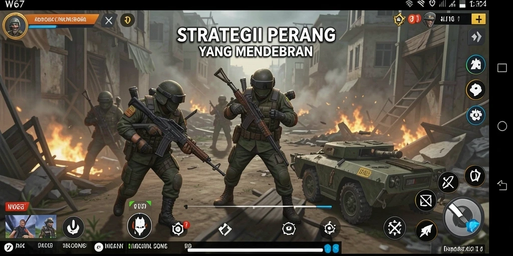 Tampilan gameplay yang intens dan penuh strategi di W67.